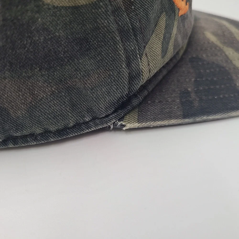 Quiksilver Hat Snapback Camo Green Brown Black Orange Logo Surf Skate Distressed